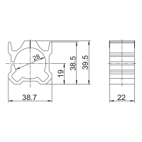 Geiger Getriebehalter | Kunststoff | 38,7 x 38,5 mm | Achshöhe 19 mm | Innendurchmesser 28 mm