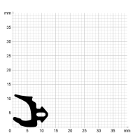 Maßstabgetreuer Profilquerschnitt der Lippendichtung LP469 auf Millimeterpapier.