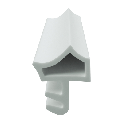 3D Modell der Zimmertürdichtung ZT082 in weiß für senkrechte Nuten zum Türblatt.