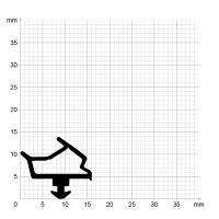 Maßstabgetreuer Profilquerschnitt der Zimmertürdichtung ZT075 auf Millimeterpapier.