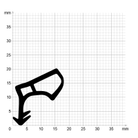Maßstabgetreuer Profilquerschnitt der Stahlzargendichtung SZ331 auf Millimeterpapier.