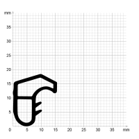 Maßstabgetreuer Profilquerschnitt der Stahlzargendichtung SZ332 auf Millimeterpapier.