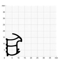 Maßstabgetreuer Profilquerschnitt der Stahlzargendichtung SZ333 auf Millimeterpapier.