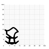 Maßstabgetreuer Profilquerschnitt der Stahlzargendichtung SZ334 auf Millimeterpapier.