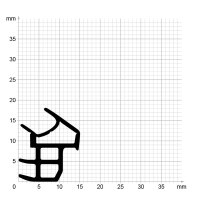 Maßstabgetreuer Profilquerschnitt der Stahlzargendichtung SZ336 auf Millimeterpapier.