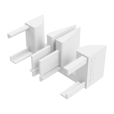Abbildung des linken und rechten Einlauftrichter in den Maßen 47 x 43 mm, in der Farbe weiß.