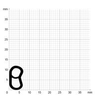 Maßstabgetreuer Profilquerschnitt der Stahlzargendichtung SZ340 auf Millimeterpapier.