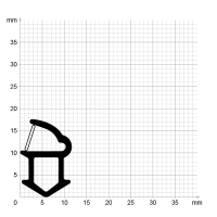 Maßstabgetreuer Profilquerschnitt der Stahlzargendichtung SZ341 auf Millimeterpapier.