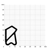 Maßstabgetreuer Profilquerschnitt der Stahlzargendichtung SZ345 auf Millimeterpapier.