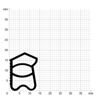 Maßstabgetreuer Profilquerschnitt der Stahlzargendichtung SZ346 auf Millimeterpapier.