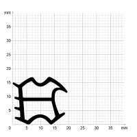 Maßstabgetreuer Profilquerschnitt der Stahlzargendichtung SZ347 auf Millimeterpapier.