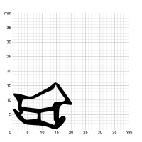 Maßstabgetreuer Profilquerschnitt der Stahlzargendichtung SZ353 auf Millimeterpapier.