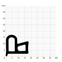 Maßstabgetreuer Profilquerschnitt der Stahlzargendichtung SZ361 auf Millimeterpapier.