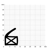 Maßstabgetreuer Profilquerschnitt der Stahlzargendichtung SZ359 auf Millimeterpapier.