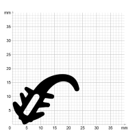 Maßstabgetreuer Profilquerschnitt der Stahlzargendichtung SZ362 auf Millimeterpapier.