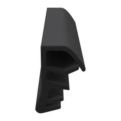 3D Modell der Flügelfalzdichtung FF084 in schwarz für seitliche Nuten.