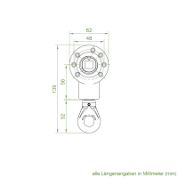 Geiger Markisengetriebe MKG 051 | 2,7:1 | blank | 13 mm Innenvierkant | Kunststofföse | ohne Endanschlag