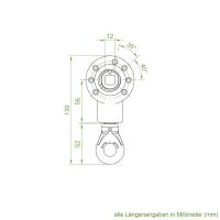 Geiger Markisengetriebe MKG 051 | 2,7:1 | blank | 13 mm Innenvierkant | Kunststofföse | ohne Endanschlag