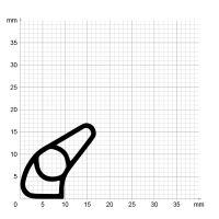 Maßstabgetreuer Profilquerschnitt der Stahlzargendichtung SZ372 auf Millimeterpapier.