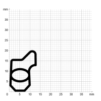 Maßstabgetreuer Profilquerschnitt der Stahlzargendichtung SZ373 auf Millimeterpapier.