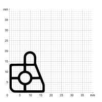 Maßstabgetreuer Profilquerschnitt der Stahlzargendichtung SZ374 auf Millimeterpapier.