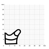 Maßstabgetreuer Profilquerschnitt der Stahlzargendichtung SZ375 auf Millimeterpapier.
