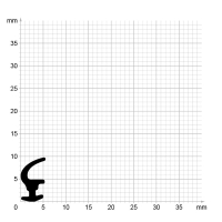 Maßstabgetreuer Profilquerschnitt der Lippendichtung LP485 auf Millimeterpapier.