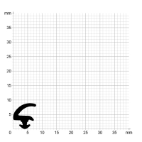 Maßstabgetreuer Profilquerschnitt der Lippendichtung LP487 auf Millimeterpapier.