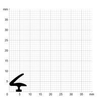 Maßstabgetreuer Profilquerschnitt der Lippendichtung LP490 auf Millimeterpapier.