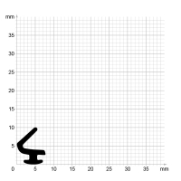 Maßstabgetreuer Profilquerschnitt der Lippendichtung LP492 auf Millimeterpapier.