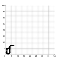 Maßstabgetreuer Profilquerschnitt der Lippendichtung LP503 auf Millimeterpapier.