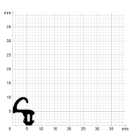 Maßstabgetreuer Profilquerschnitt der Lippendichtung LP505 auf Millimeterpapier.