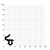 Maßstabgetreuer Profilquerschnitt der Lippendichtung LP514 auf Millimeterpapier.