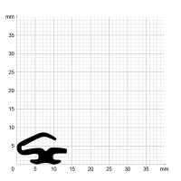 Maßstabgetreuer Profilquerschnitt der Lippendichtung LP509 auf Millimeterpapier.
