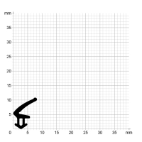 Maßstabgetreuer Profilquerschnitt der Lippendichtung LP511 auf Millimeterpapier.