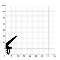 Maßstabgetreuer Profilquerschnitt der Lippendichtung LP512 auf Millimeterpapier.