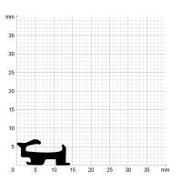 Maßstabgetreuer Profilquerschnitt der Lippendichtung LP513 auf Millimeterpapier.