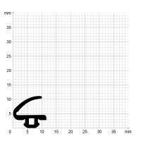 Maßstabgetreuer Profilquerschnitt der Lippendichtung LP524 auf Millimeterpapier.