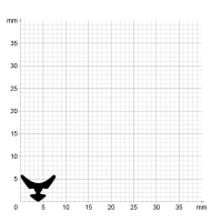 Maßstabgetreuer Profilquerschnitt der Lippendichtung LP520 auf Millimeterpapier.