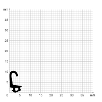 Maßstabgetreuer Profilquerschnitt der Lippendichtung LP522 auf Millimeterpapier.