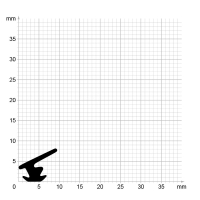 Maßstabgetreuer Profilquerschnitt der Lippendichtung LP525 auf Millimeterpapier.