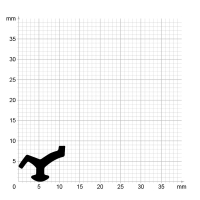 Maßstabgetreuer Profilquerschnitt der Lippendichtung LP527 auf Millimeterpapier.
