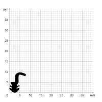 Maßstabgetreuer Profilquerschnitt der Lippendichtung LP530 auf Millimeterpapier.