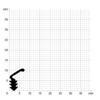Maßstabgetreuer Profilquerschnitt der Lippendichtung LP531 auf Millimeterpapier.