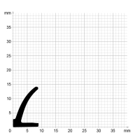 Maßstabgetreuer Profilquerschnitt der Lippendichtung LP537 auf Millimeterpapier.