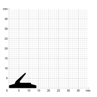 Maßstabgetreuer Profilquerschnitt der Lippendichtung LP543 auf Millimeterpapier.