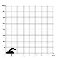 Maßstabgetreuer Profilquerschnitt der Lippendichtung LP557 auf Millimeterpapier.
