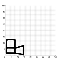 Maßstabgetreuer Profilquerschnitt der Stahlzargendichtung SZ376 auf Millimeterpapier.