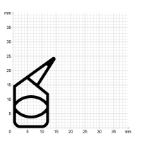 Maßstabgetreuer Profilquerschnitt der Stahlzargendichtung SZ390 auf Millimeterpapier.