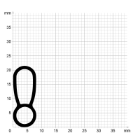 Maßstabgetreuer Profilquerschnitt der Stahlzargendichtung SZ391 auf Millimeterpapier.